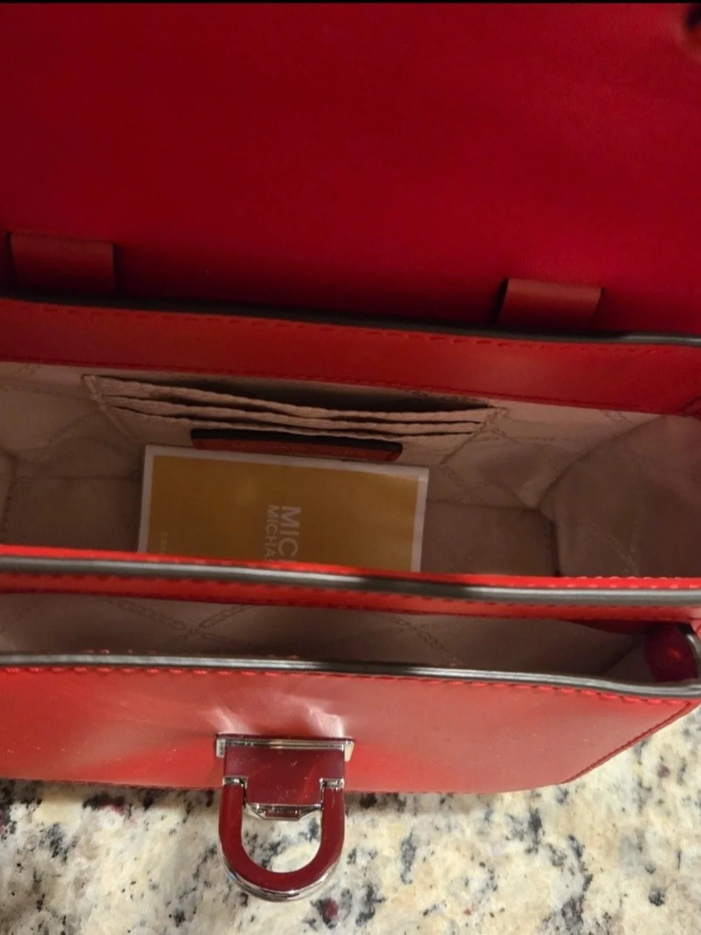 Michael Kors Manhattan Red Leather Messenger Crossbody Bag